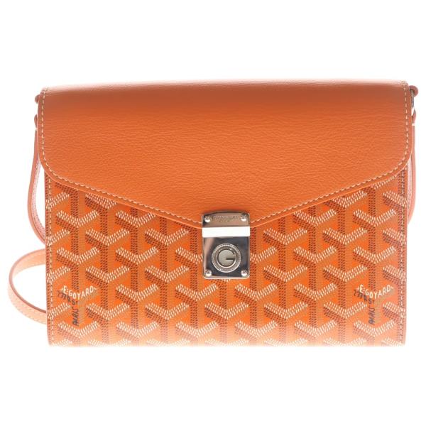 GOYARD ゴヤール シープル ポーチPM ショルダーバッグ レザー×PVC オレンジ シルバー金具 GOYARD（ゴヤール） シープル ポーチPM ショルダーバッグ レザー×PVC