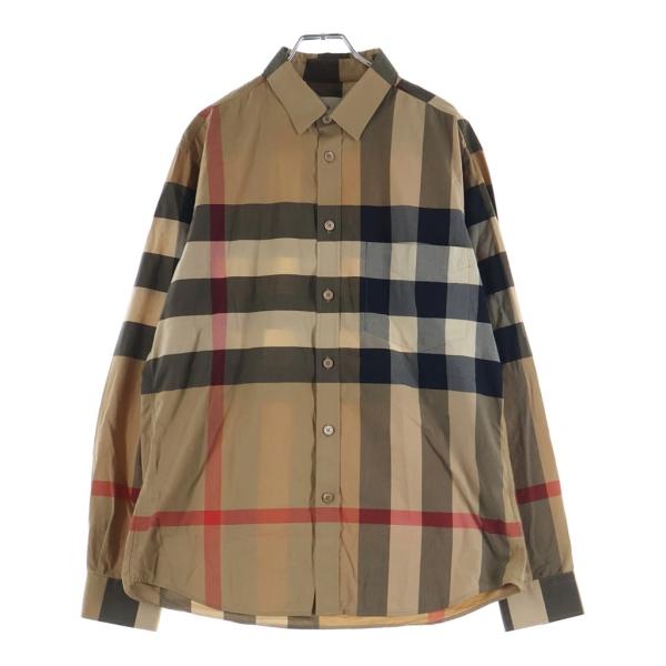 BURBERRY バーバリー メガチェック 長袖コットンシャツ レギュラーカラー ベージュ 8010213 BURBERRY（バーバリー） メガチェック 長袖コットンシャツ レギュラー