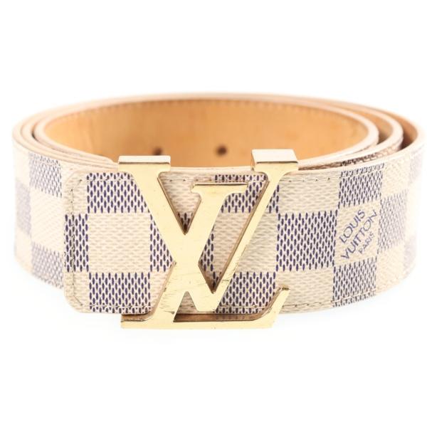 ルイヴィトン　ベルト　サンチュール　ダミエ　アズール　ロゴ　ホワイト　80 LOUIS VUITTON（ルイ・ヴィトン） ダミエ アズール サンチュール LV