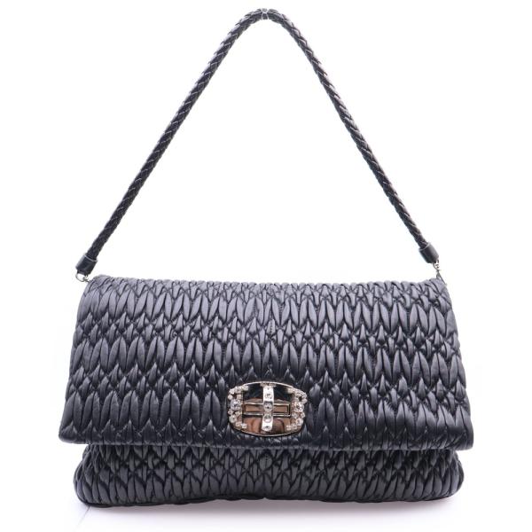 miumiu ミュウミュウ ナッパ クリスタル ショルダーバッグ チェーン