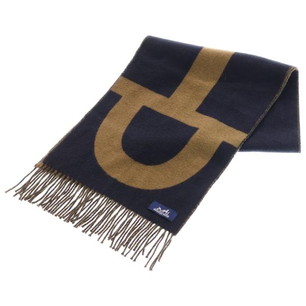 エルメス   4151 ホースビットレザーパッチカシミヤマフラー 中古 BS99 HERMES（エルメス） ホースビット マフラー フリンジ ストール