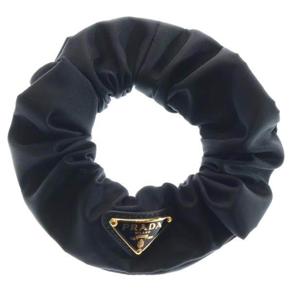 PRADA（プラダ） トライアングルロゴ シュシュ ヘアゴム ブラック