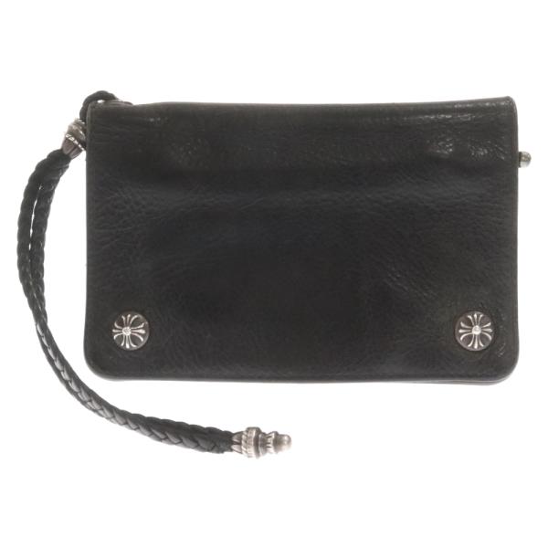 小物 CHROME HEARTS 2ZIP STRAP CHROME HEARTS 2 ZIP STRAP Cross Ball Leather Wallet Bifold