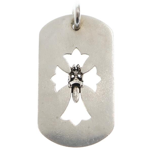 CHROME HEARTS クロムハーツ D TAG LRG CROSS DAGG カットアウトクロスダガー ラージドッグタグ ネックレストップ シルバー CHROME HEARTS（クロムハーツ） D TAG LRG CROSS DAGG カットアウト