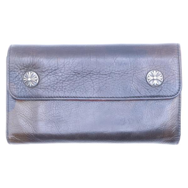 最終値下げ、クロムハーツ財布 茶革 正規品 WAVE ダガー無し CHROME HEARTS（クロムハーツ） WAVE ウェーブ レザーウォレット 財布
