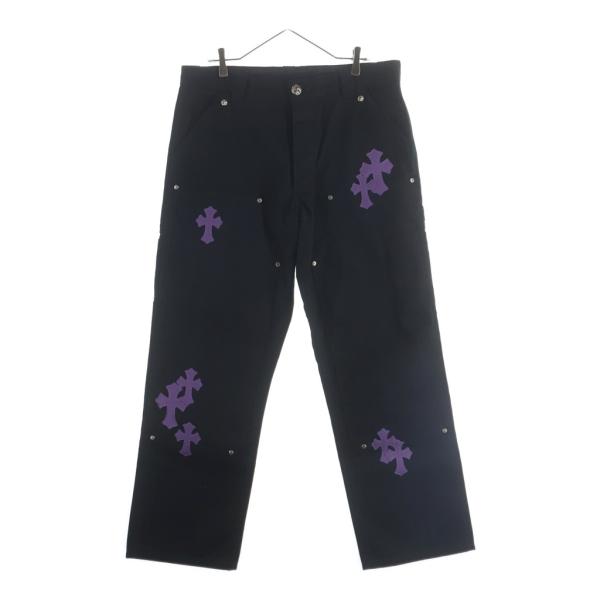 クロムハーツ  CARPENTER CNVS CEME CRS クロスパッチ付カーペンターロングパンツ メンズ 32インチ CHROME HEARTS（クロムハーツ） CARPENTER CNVS BLK クロスパッチ付き