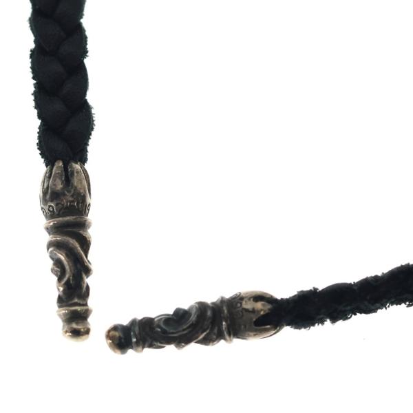 CHROME HEARTS クロムハーツ LEATHER BRAID SCROLL ネックレス レザーブレイドネックレス ブラック/シルバー BCA377 CHROME HEARTS（クロムハーツ） LEATHER BRAID SCROLL ネックレス