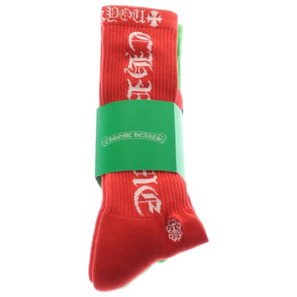 CHROME HEARTS クロムハーツ OLD ENGLISH SOCKS オールドイングリッシュ3足セットソックス レッド/ブルー/グリーン