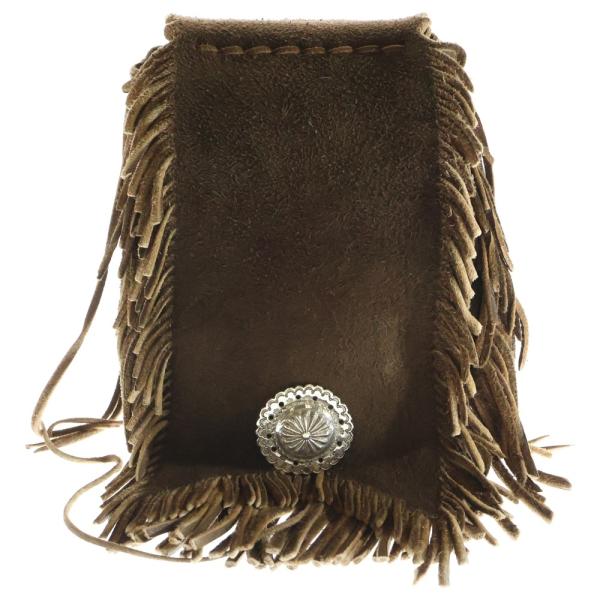 goro's（ゴローズ） SVコンチョ付き腰掛け丸型フリンジバッグ (焦げ茶