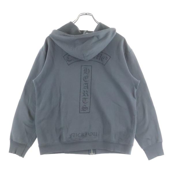 CHROME HEARTS クロムハーツ 霜降り ジップアップフーディー パーカー ロゴ プリント サイズM グレー 美品 中古 4b012943 shopbring_3825d030009