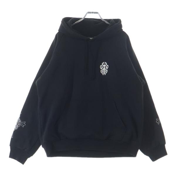 CHROME HEARTS クロムハーツ OLD SWTSHRT PLVR HD ヴァインダガープリント 裏地サーマル アームクロスプリント スウェットプルオーバーパーカー ブラック CHROME HEARTS（クロムハーツ） OLD VINE DAGGER オールド 袖CHクロス