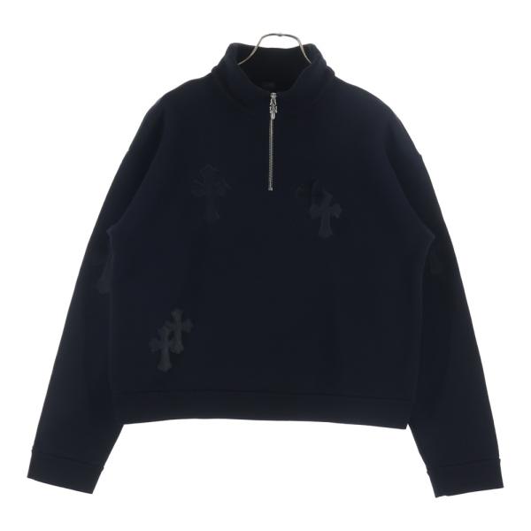 【正規品】クロムハーツ スウェットショート クロスパッチ ジップポケット 黒　L CHROME HEARTS（クロムハーツ） Y NOT ハラコレザークロスパッチハーフ