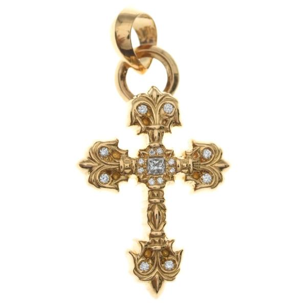 CHROME HEARTS クロムハーツ 22K FILIG CROSS-XSM P D フィリグリークロスXS PAVEダイヤ ゴールドネックレストップネックレストップ CHROME HEARTS（クロムハーツ） 22K FILIG CROSS-XSM P D フィリグリー