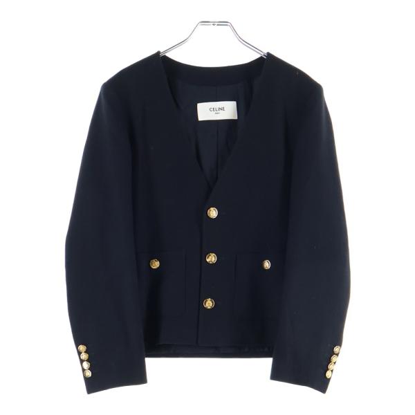 CELINE（セリーヌ） シャスール カシミヤ フランネル ノーカラー 3B