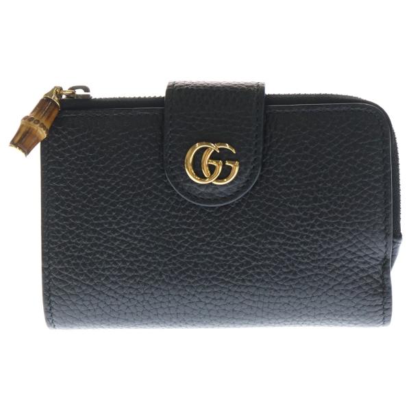 ✨美品✨グッチ　615525　コンパクトウォレット　ゴールドGG金具　ブラック ⭐️美品グッチ 615525 コンパクトウォレット ゴールドGG金具 ブラック
