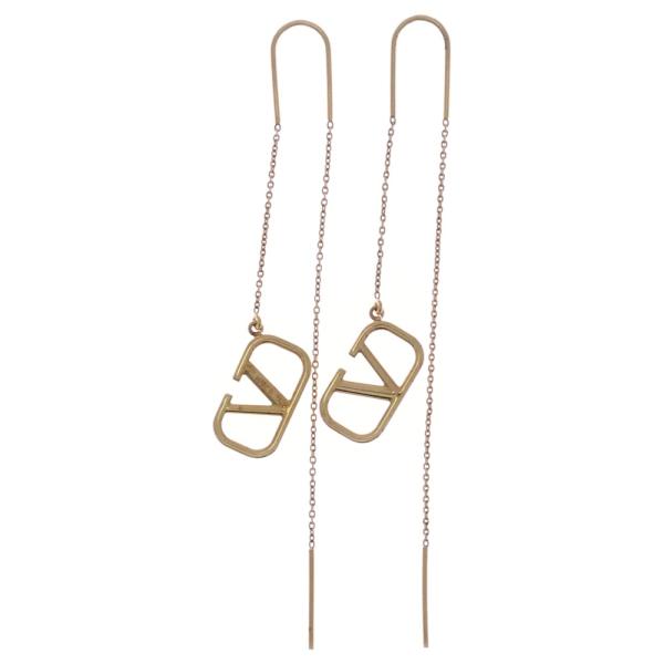 【片耳】ヴァレンティノロゴ チェーン付きゴールドピアス VALENTINO（ヴァレンティノ） Vロゴ シグネチャーチェーンピアス