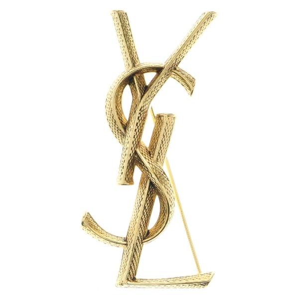 SAINT LAURENT PARIS サンローランパリ YSLロゴ ピンブローチ ゴールド