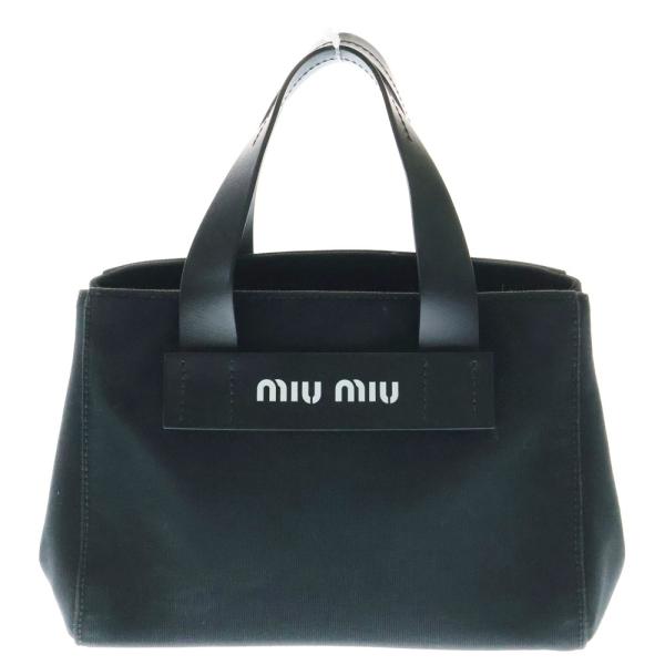 【希少】ミュウミュウ トートバッグ ロゴモチーフ チャーム レザー ブラック 希少】ミュウミュウ トートバッグ ロゴモチーフ チャーム レザー