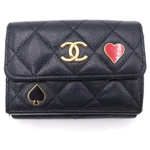 CHANEL マトラッセ 二つ折り財布 ハートチャーム CHANEL（シャネル） ココマーク スペード×ハートチャーム 三つ折り財布