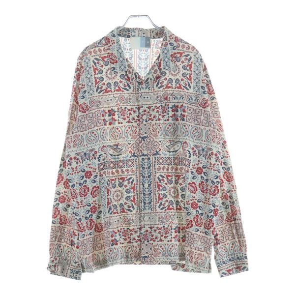 KITH キス ペイズリー柄 シルク/レーヨン 長袖シャツ ホワイト/レッド 23-050-060-0009-1-0 KITH（キス） ペイズリー柄 シルク/レーヨン 長袖シャツ ホワイト