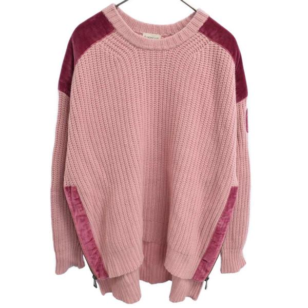 MONCLER モンクレール MAGLIONE サイドジップベロアパッチ付きニット