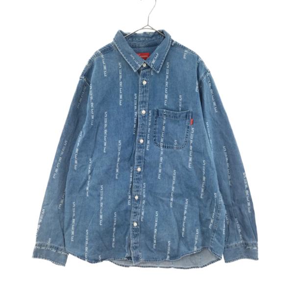 激レア美品 20AW Supreme ロゴストライプ ジャガード デニムシャツ shopbring_9023a050063