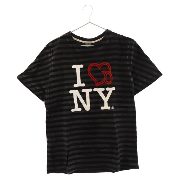 ナンバーナイン 5th Anniversary I LOVE NY Tee 本店限定 ニューヨーク5周年記念 ハート涙ペンキボーダー 半袖Tシャツ  ブラック