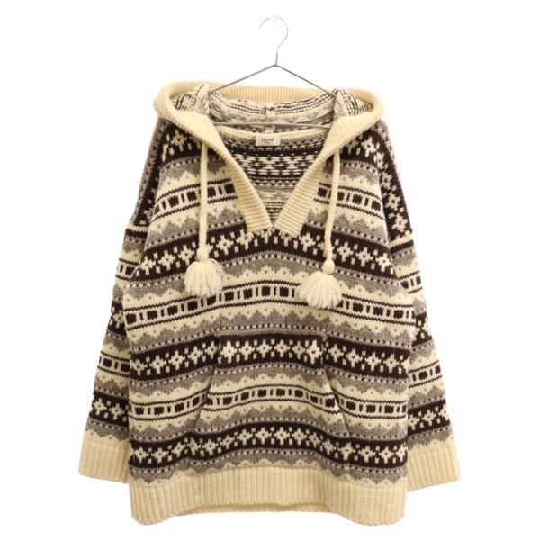 【中古】セリーヌ 21AW オーバーサイズ バハシェトランド ジャガード ニット パーカー セーター XS 2A80R107O shopbring_9024b210061