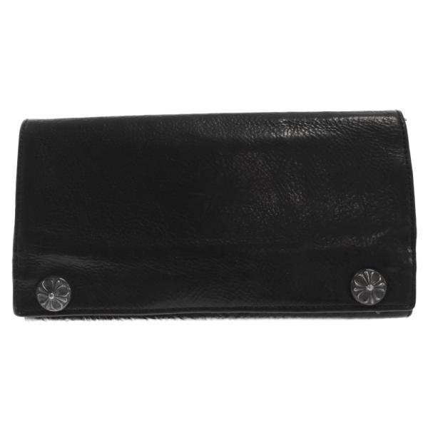 美品 クロムハーツ グリーシー クロスボタン レザー ロングウォレット 長財布 CHROME HEARTS クロムハーツ グリーシー クロスボタンレザー