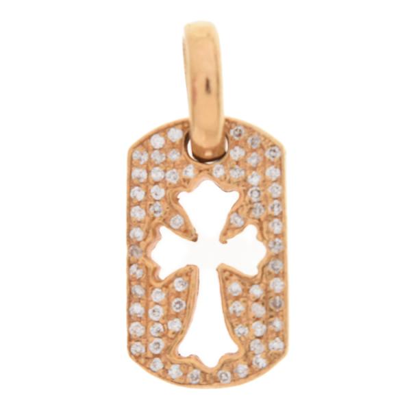 CHROME HEARTS クロムハーツ 22K DT TNY CO CRS P/D/タイニーカットアウトクロスドッグタグ アフターPAVEダイヤ/パヴェダイヤ ゴールド チャーム ネックレストップ CHROME HEARTS（クロムハーツ） 22K タイニーカットアウトクロス