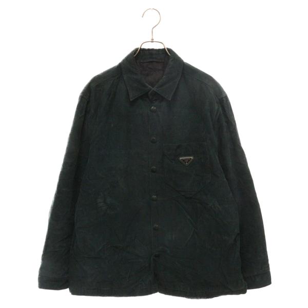 PRADA プラダ 21AW Triangle Logo Light Pad Velvet Shirt ロゴ PRADA プラダ 21AW Triangle Logo Light Pad Velvet Shirt ロゴ