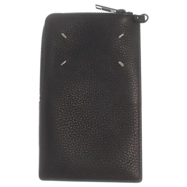 Maison Margiela 11 メゾンマルジェラ11 4ステッチ ラウンドジップ レザースマホケース フォンポーチ ブラック S55UI0276 shopbring_9024h250053