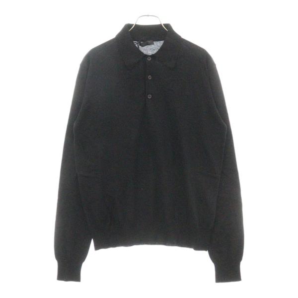 PRADA（プラダ） コットンニット 長袖ポロシャツ カットソー ブラック