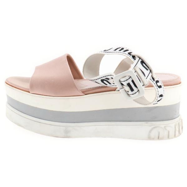 ミュウミュウ miumiu プラットフォームサンダル ロゴストラップ 厚底 
