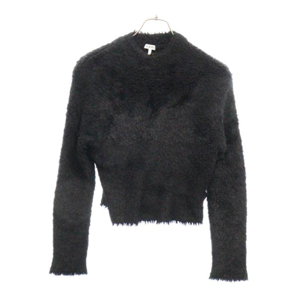 LOEWE　未使用モヘア素材セーター 長袖 LOEWE（ロエベ） ショート丈 モックネック 長袖モヘアニット ブラック