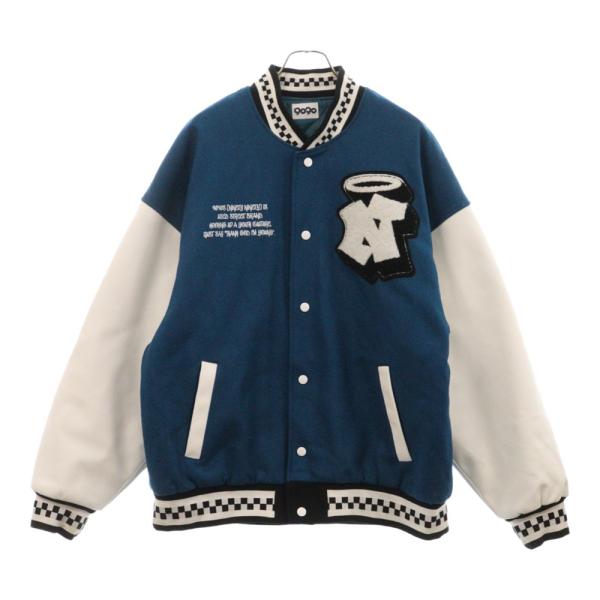 9090 ナインティナインティ Angel Stadium Jacket ウール レザー 切替