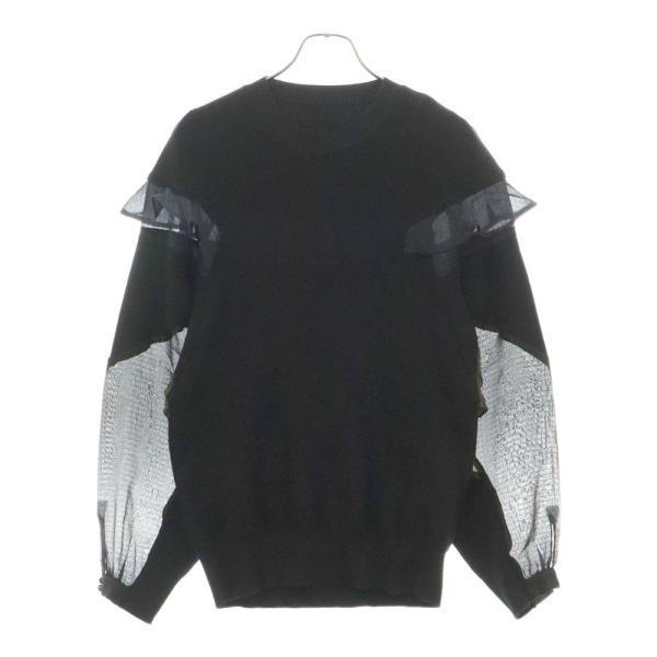 sacai（サカイ） 素材切替 フリルデザイン アームシースルーコットン