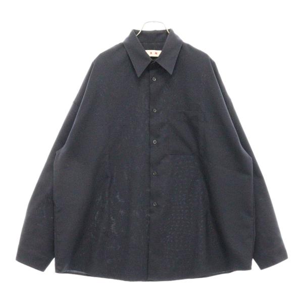 MARNI（マルニ） 23AW トロピカル ウール 長袖シャツ ネイビー
