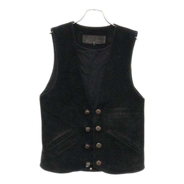 クロムハーツ 黒 スエード クロスボタン8個付きベスト 正規品 クロムハーツ 黒 スエード クロスボタン8個付きベスト 正規品