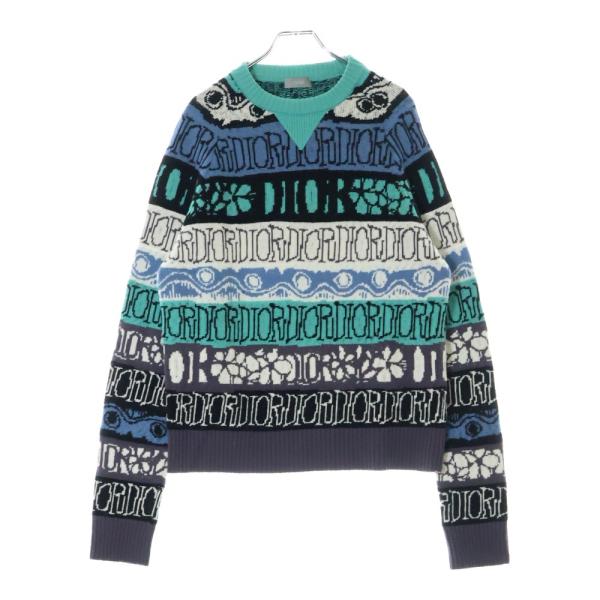 20AW DIOR AND SHAWNコットンシルクジャガードニット シルク S ディオール 20AW ×ショーンステューシー MULTICOLOR WOOL JACQUARD