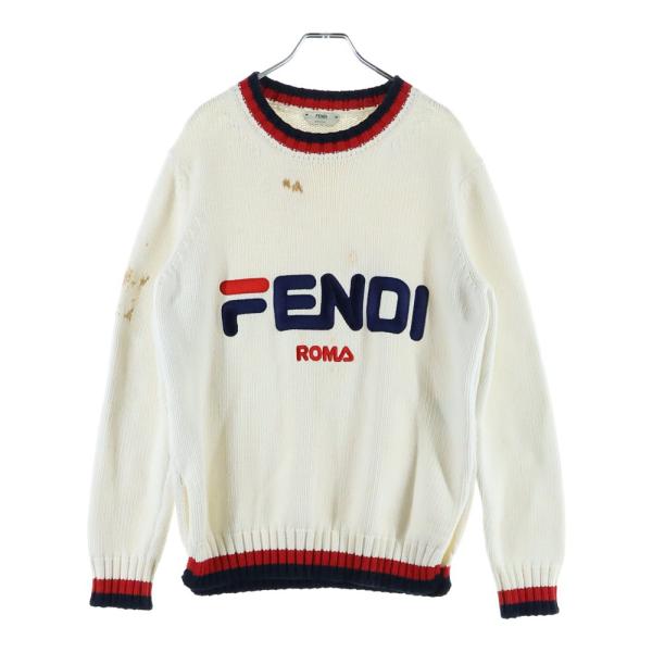 FENDI✨ストライプニット　ロゴ　ホワイト✖️ブラック Fendi Black and White Logo Sweater | DBLTKE Luxury Consignment