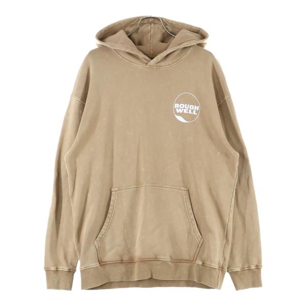 【美品】ROUGH AND SWELL グレー＋ブラウン パーカー 　L ROUGH WELL ラフウェル ロゴプリント コットン スウェット プル