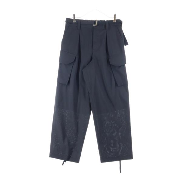 sacai（サカイ） 25SS ベルテッド ポリウール カーゴパンツ ブラック