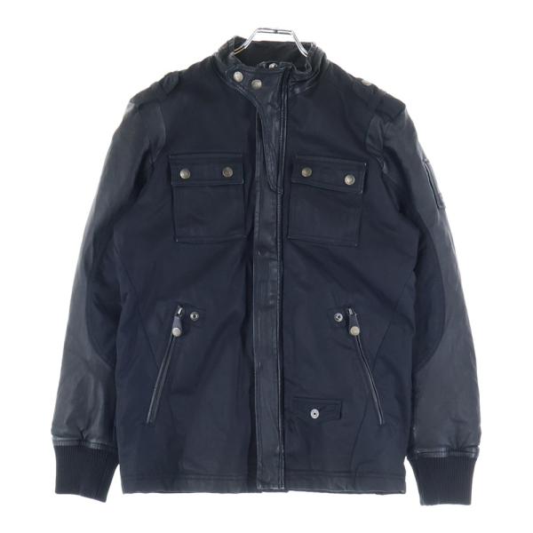 DIESEL ブラックコーティングジャケット DIESEL（ディーゼル） 異素材切替 コーティング ジップアップ バイカー