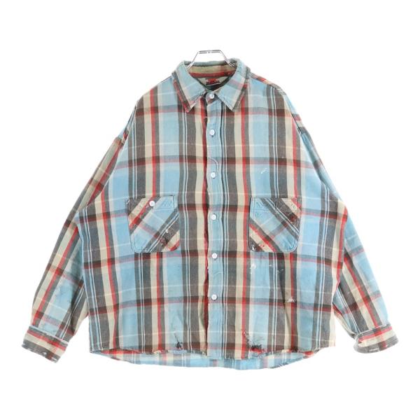 セントマイケル 25SS FLANNEL SHIRT CHECK BLUE チェック柄