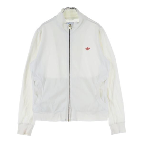 adidas ホワイト ジップアップジャケット adidas（アディダス） フリース ジップアップ トラックジャケット