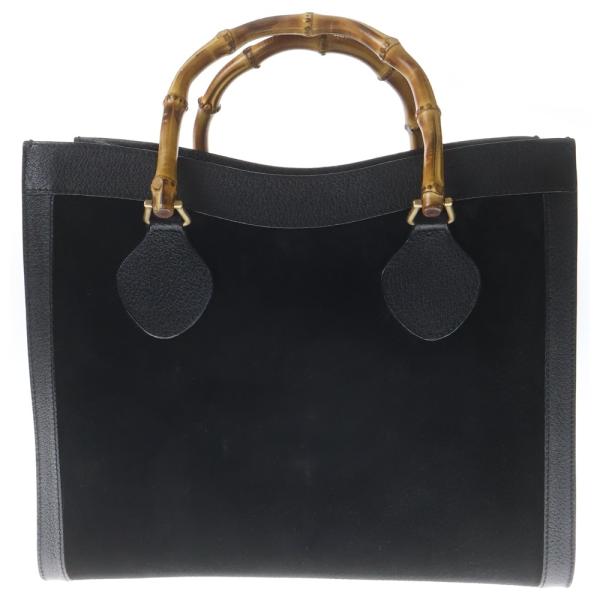【ヴィンテージ】グッチ　ハンドバッグ　トート　スウェードレザー　金具　イタリア製 GUCCI（グッチ） バンブー スウェードレザー ハンドバッグ ブラック