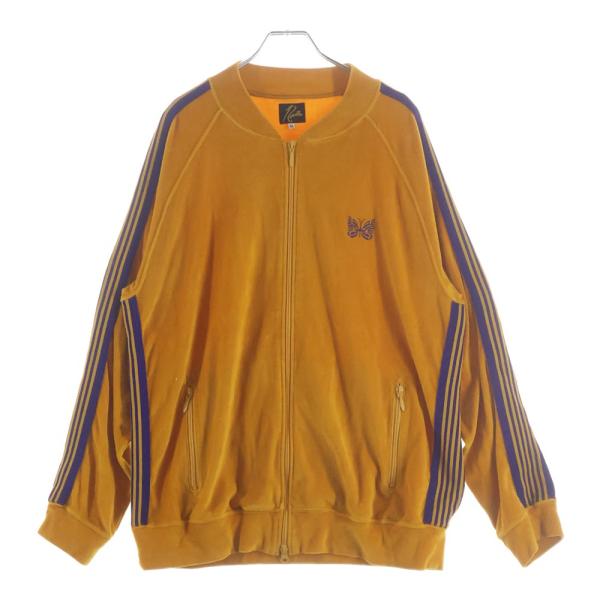 Needles ニードルス VEIOUR RIB COLLAR TRACK JACKET リブ カラー ロゴデザイン ジップアップ ベロア トラックジャケット イエロー GL220 Needles（ニードルス） VEIOUR RIB COLLAR TRACK JACKET リブ カラー