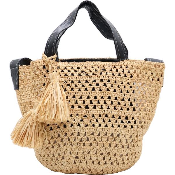 【美品】STELLAMcCARTNEY かごバッグ ショルダーバッグ ラフィア Stella McCartney（ステラ・マッカートニー） ラフィア かご レザー