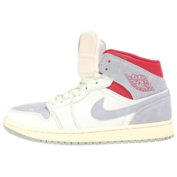 ナイキ AIR JORDAN 1 MID PREMIUM スニーカーズエンスタッフ ミッドカットスニーカー グレー/ホワイト/レッド US9.5/27.5cm CT3443-100